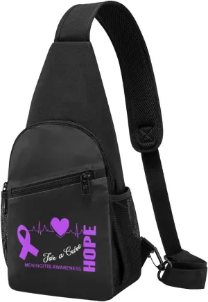 GERRIT Hope for a Cure Meningitis Awareness Chest Pack Leisure Shoulder Crossbody Chest Bag
