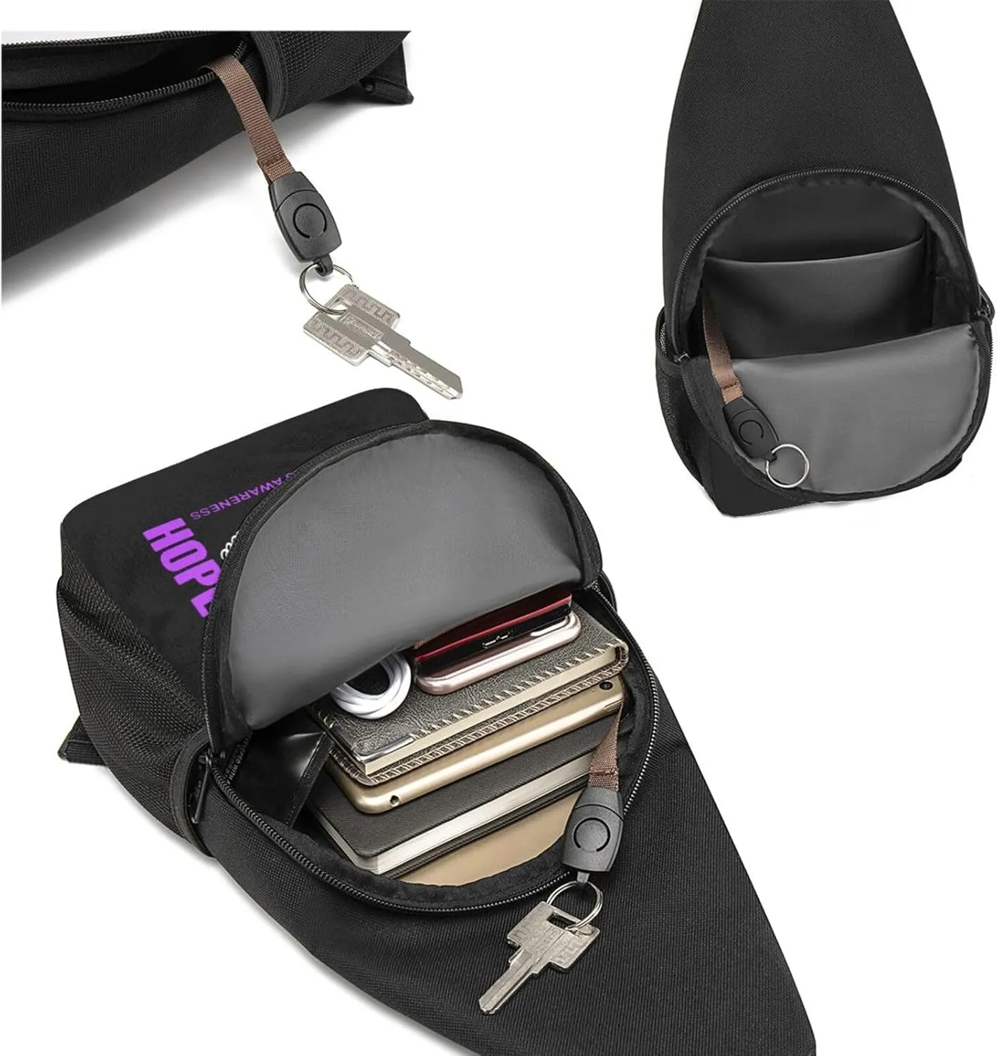 GERRIT Hope for a Cure Meningitis Awareness Chest Pack Leisure Shoulder Crossbody Chest Bag