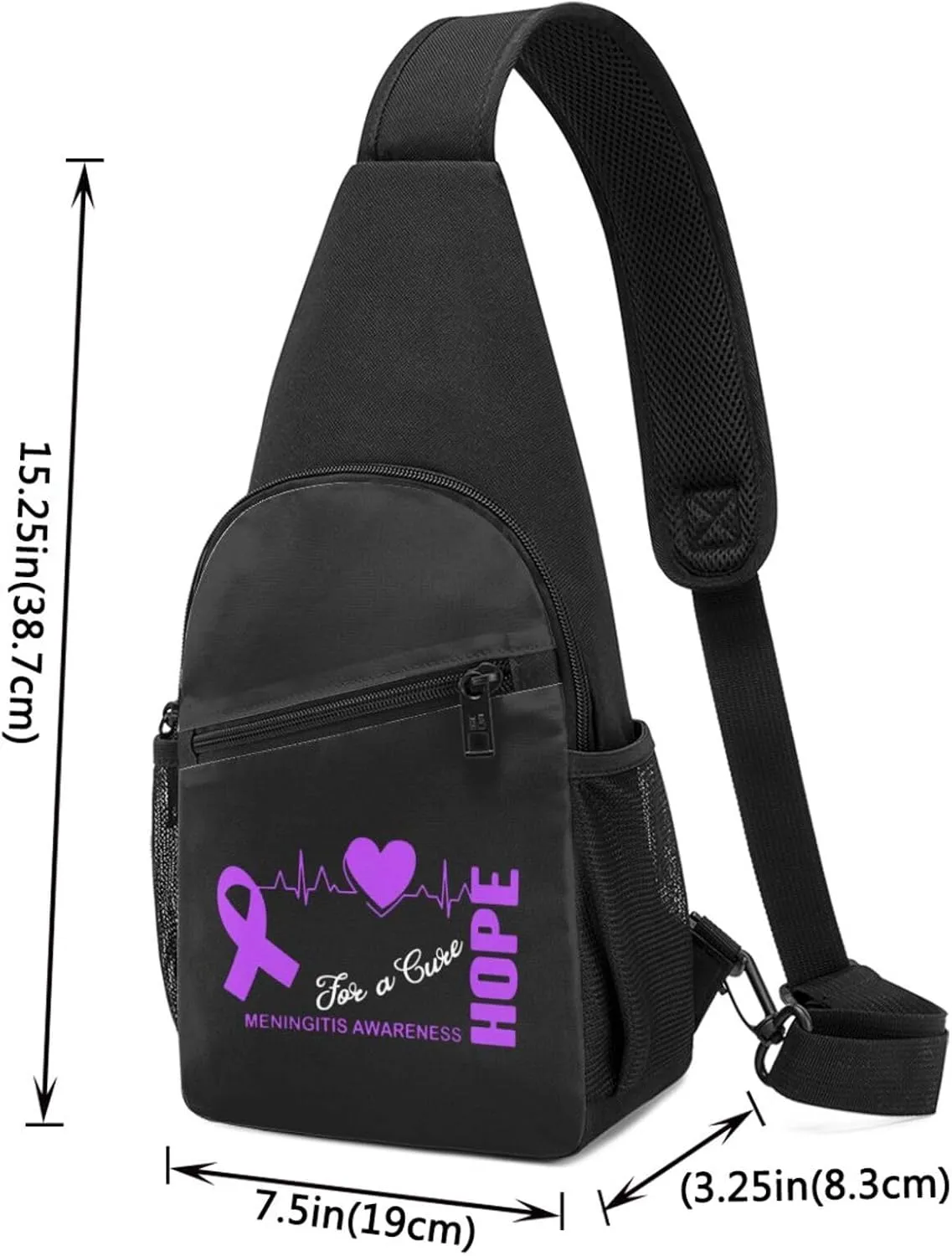 GERRIT Hope for a Cure Meningitis Awareness Chest Pack Leisure Shoulder Crossbody Chest Bag