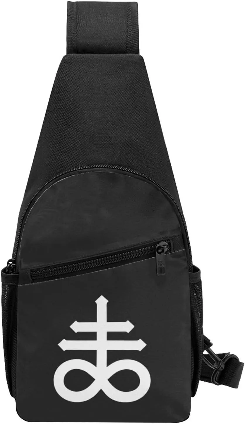 GeRRiT Leviathan Cross and Serpents Chest Pack Leisure Shoulder Crossbody Chest Bag, Black