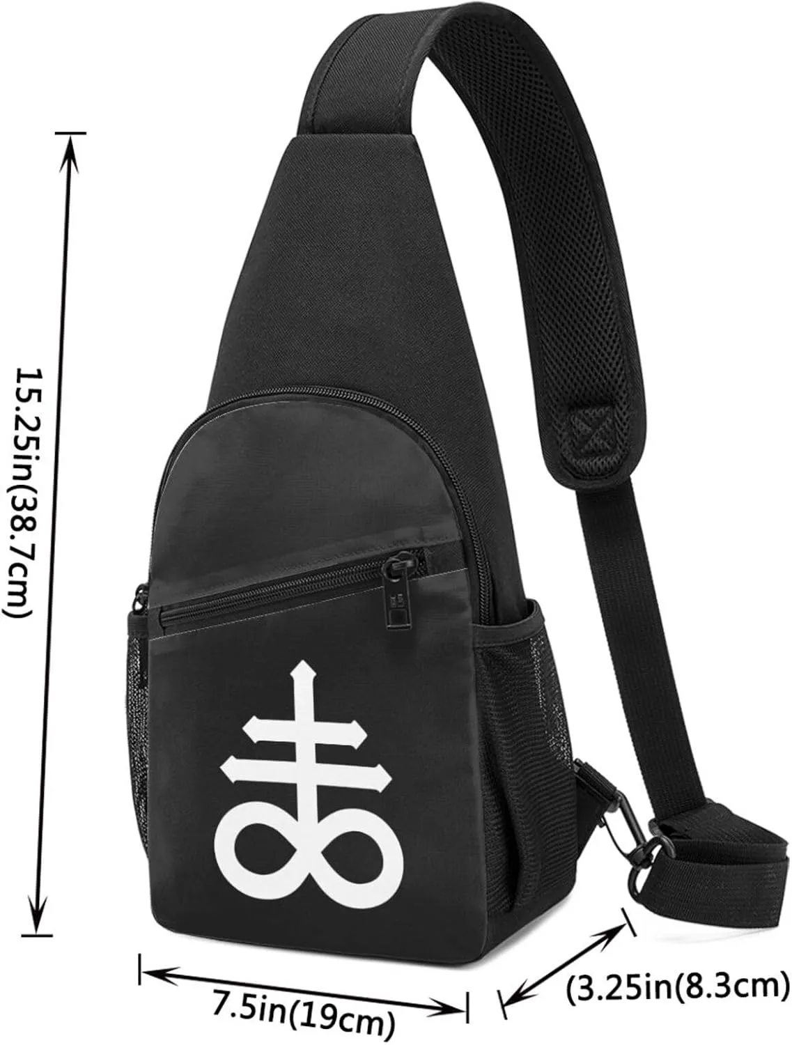GeRRiT Leviathan Cross and Serpents Chest Pack Leisure Shoulder Crossbody Chest Bag, Black