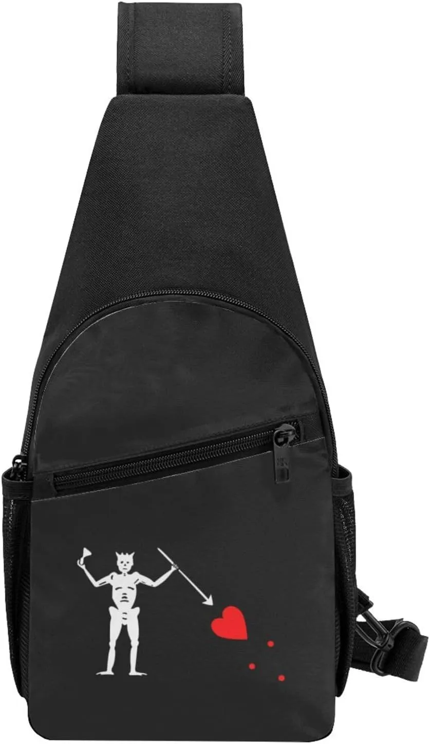 GERRIT Pirate Flag Blackbeard Chest Pack Leisure Shoulder Crossbody Chest Bag