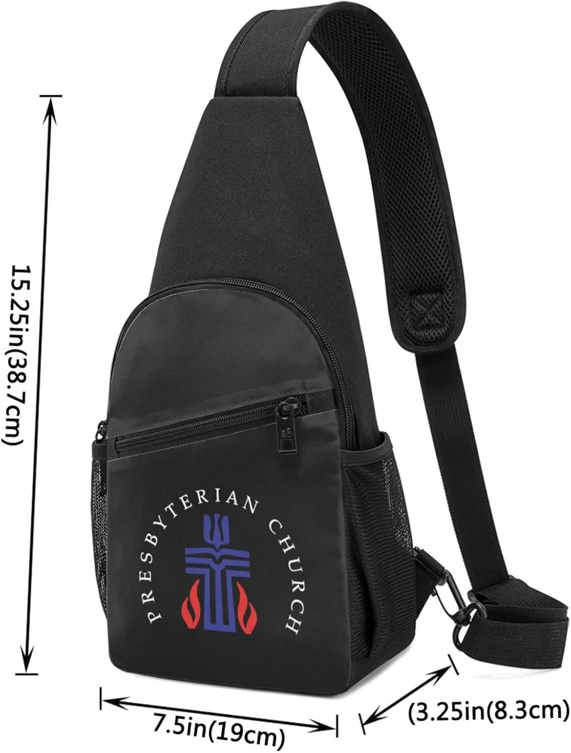 GERRIT Presbyterian Church Cross Seal Chest Pack Leisure Shoulder Crossbody Chest Bag, Black