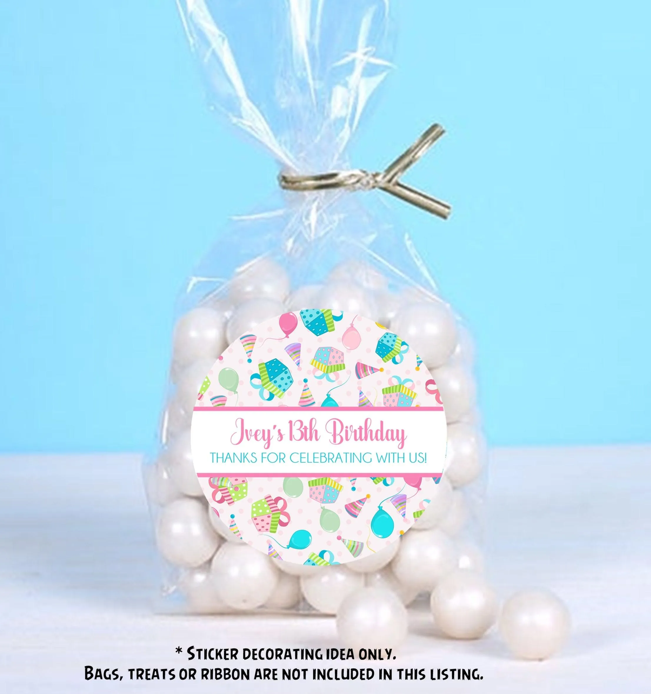 Girls Colorful Birthday Present Stickers