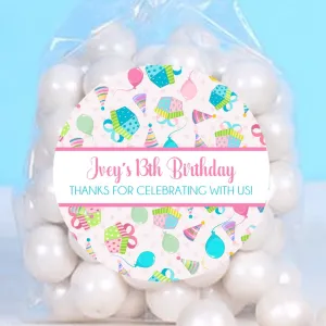 Girls Colorful Birthday Present Stickers