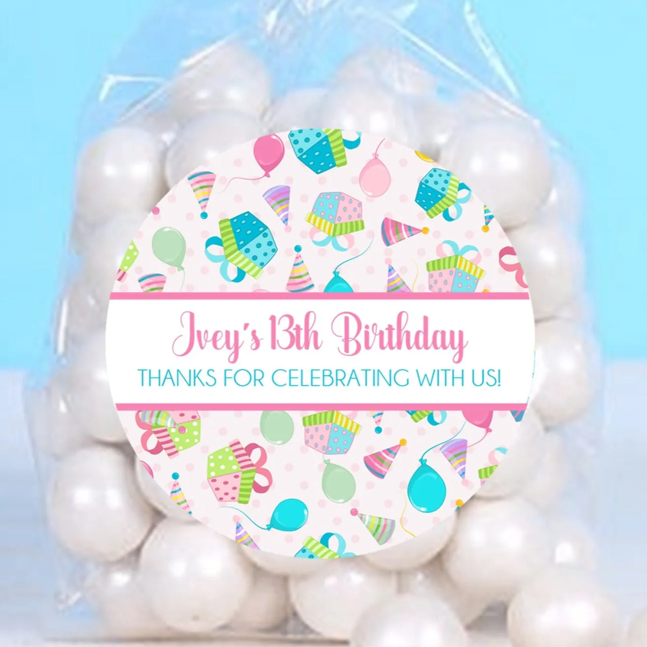 Girls Colorful Birthday Present Stickers