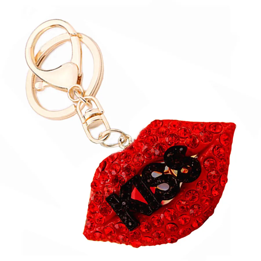 Glamorous Sparkle KISS Lips Keychain
