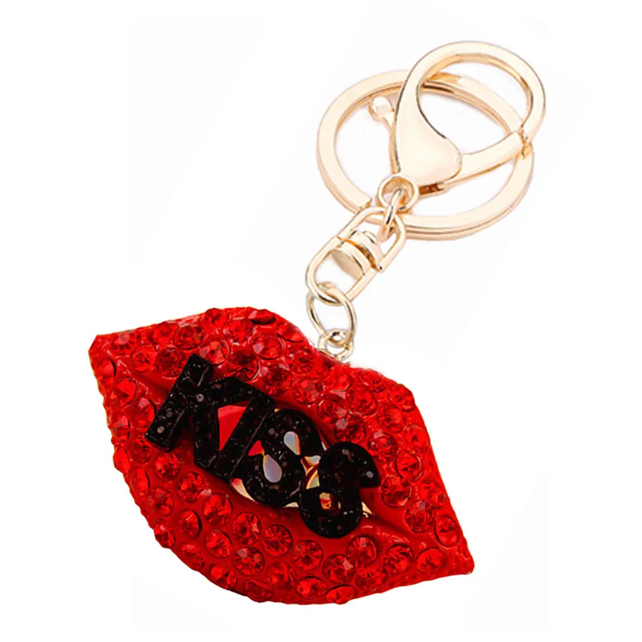 Glamorous Sparkle KISS Lips Keychain