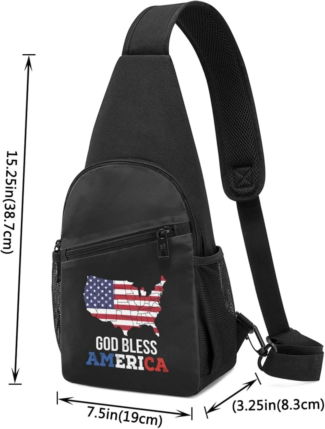God Bless America USA Flag Chest Pack Leisure Shoulder Crossbody Chest Bag