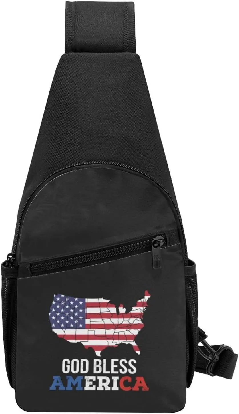 God Bless America USA Flag Chest Pack Leisure Shoulder Crossbody Chest Bag