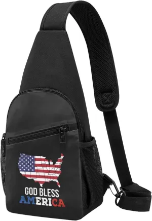 God Bless America USA Flag Chest Pack Leisure Shoulder Crossbody Chest Bag