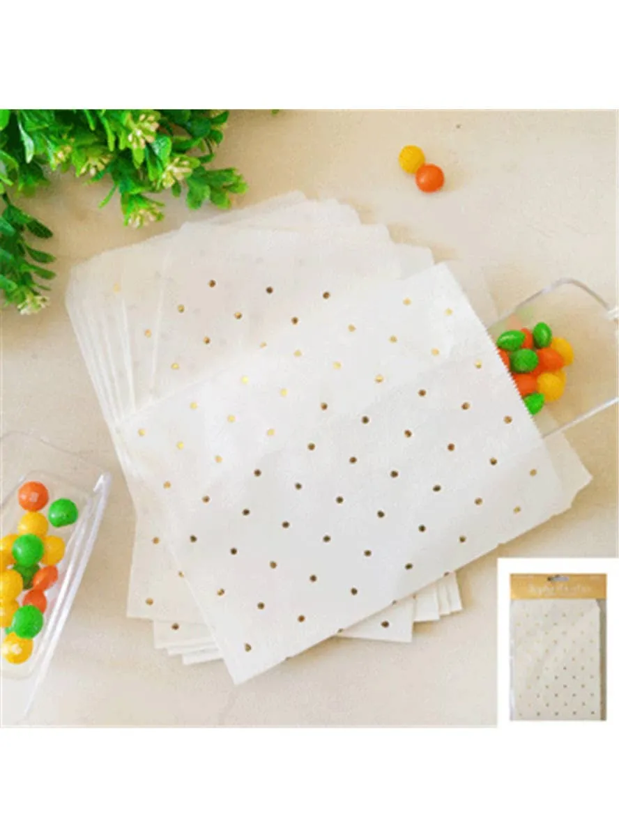Gold and White Polka Dot 10 Pack Paper Favour Bags
