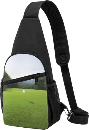 Golf Course Printed Chest Bag Chest Shoulder Crossbody Bag for Men Women Travel Chest Pack Hiking Shoulder Bags, Black, One Size, Hiking Backpack