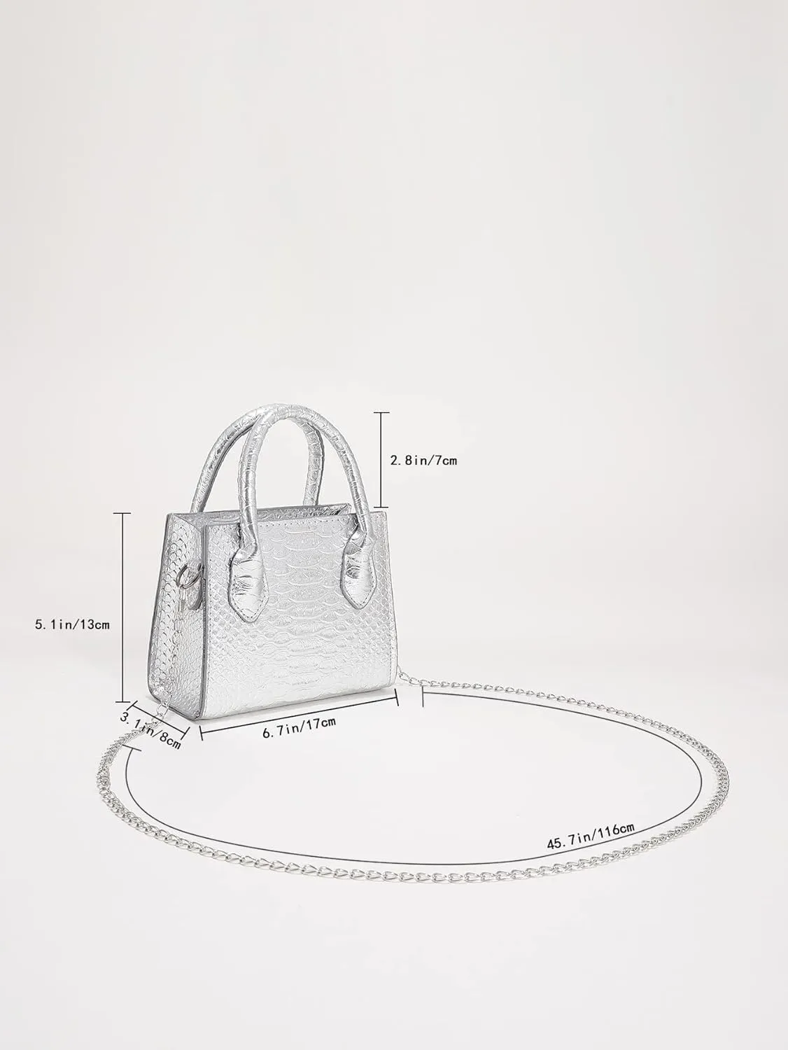 GORGLITTER Women's Small Crossbody Bag Mini Purse Metallic Crocodile Print Double Handle Satchel Shoulder Bag Purse