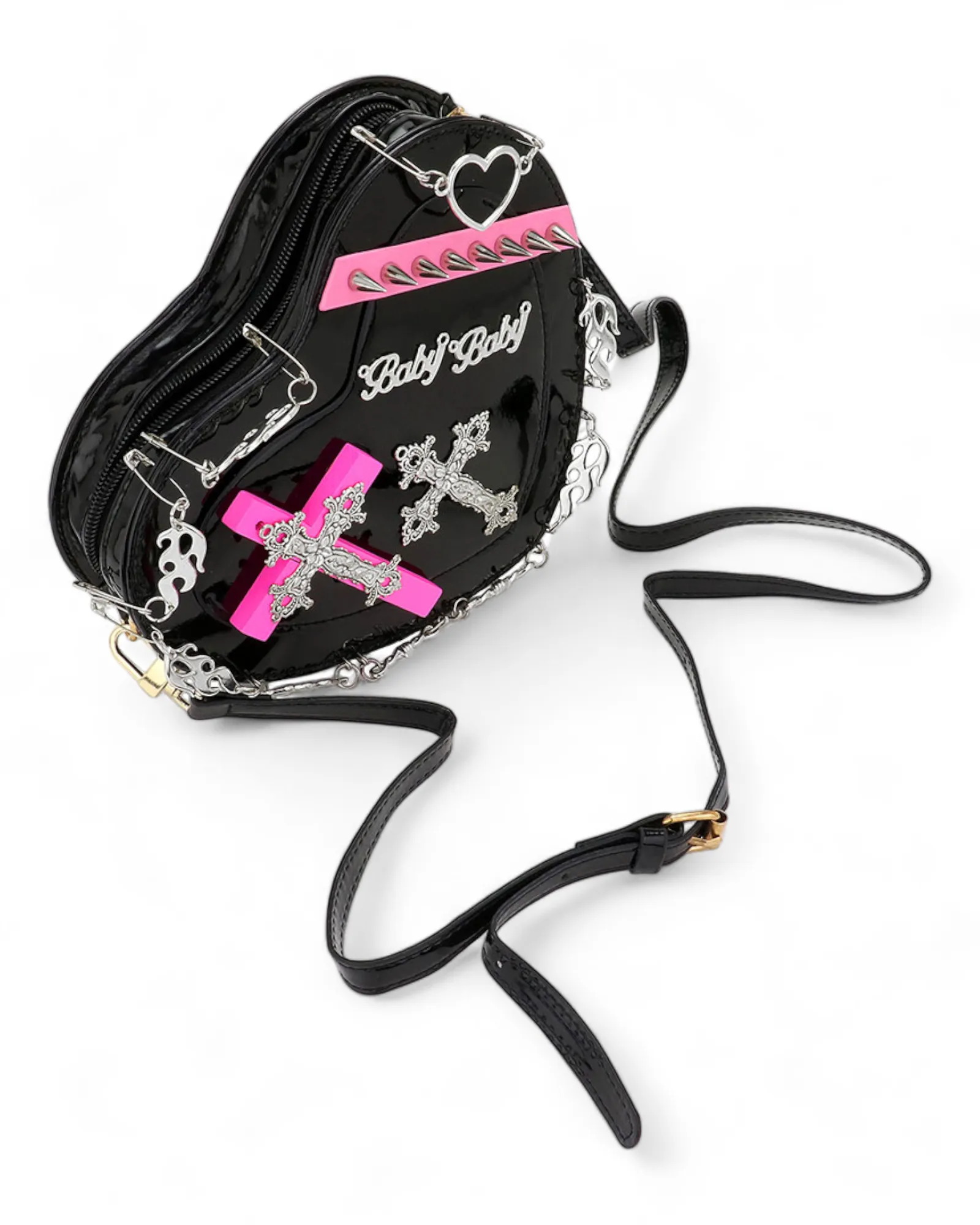Goth Heart-Shaped Crossbody Bag