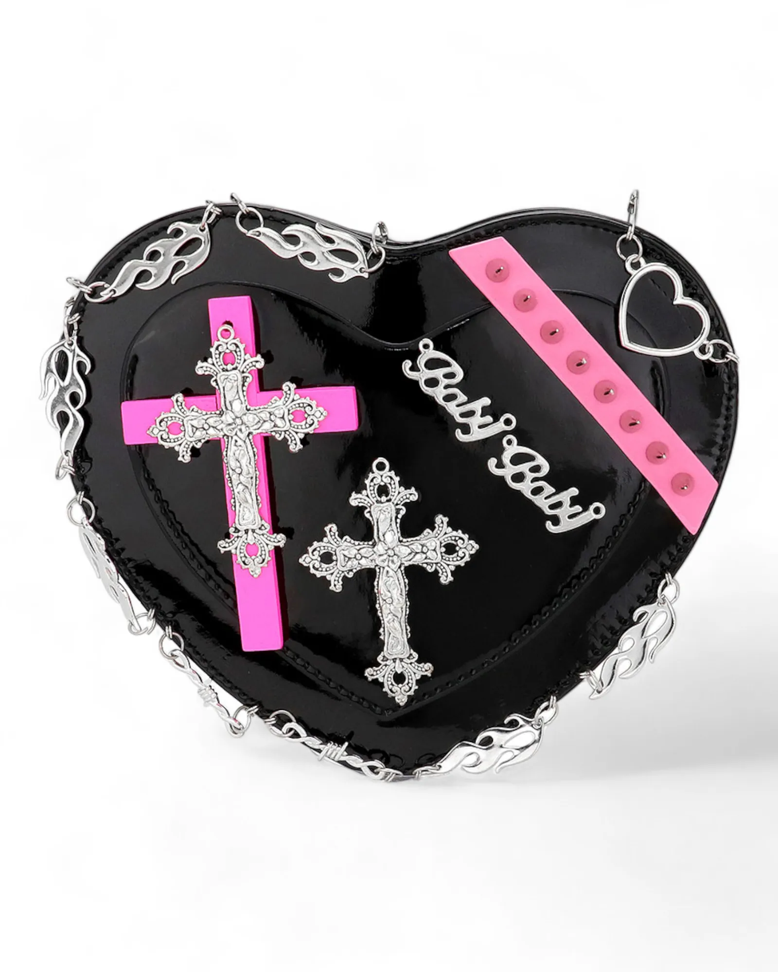 Goth Heart-Shaped Crossbody Bag