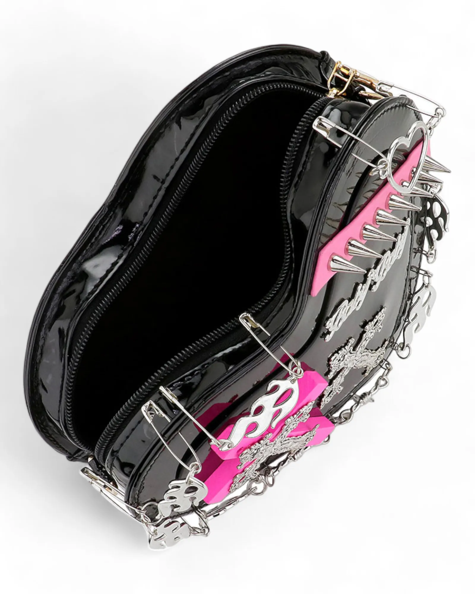 Goth Heart-Shaped Crossbody Bag