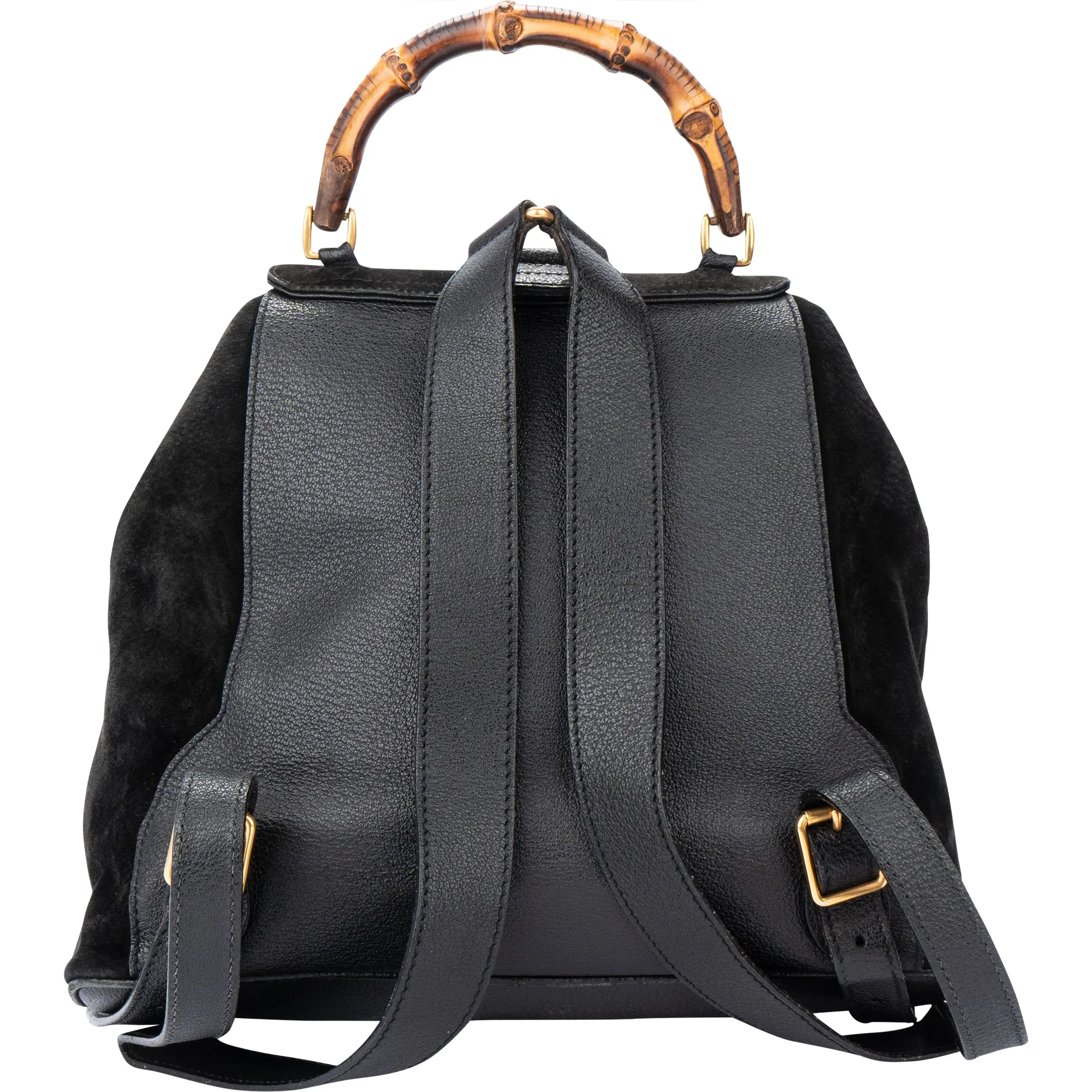 Gucci Classic Suede Leather Bamboo Backpack