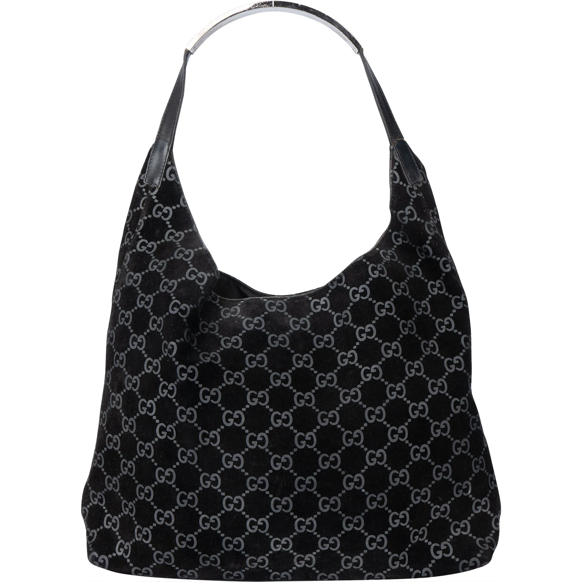 Gucci GG Suede Monogram Hobo Bag