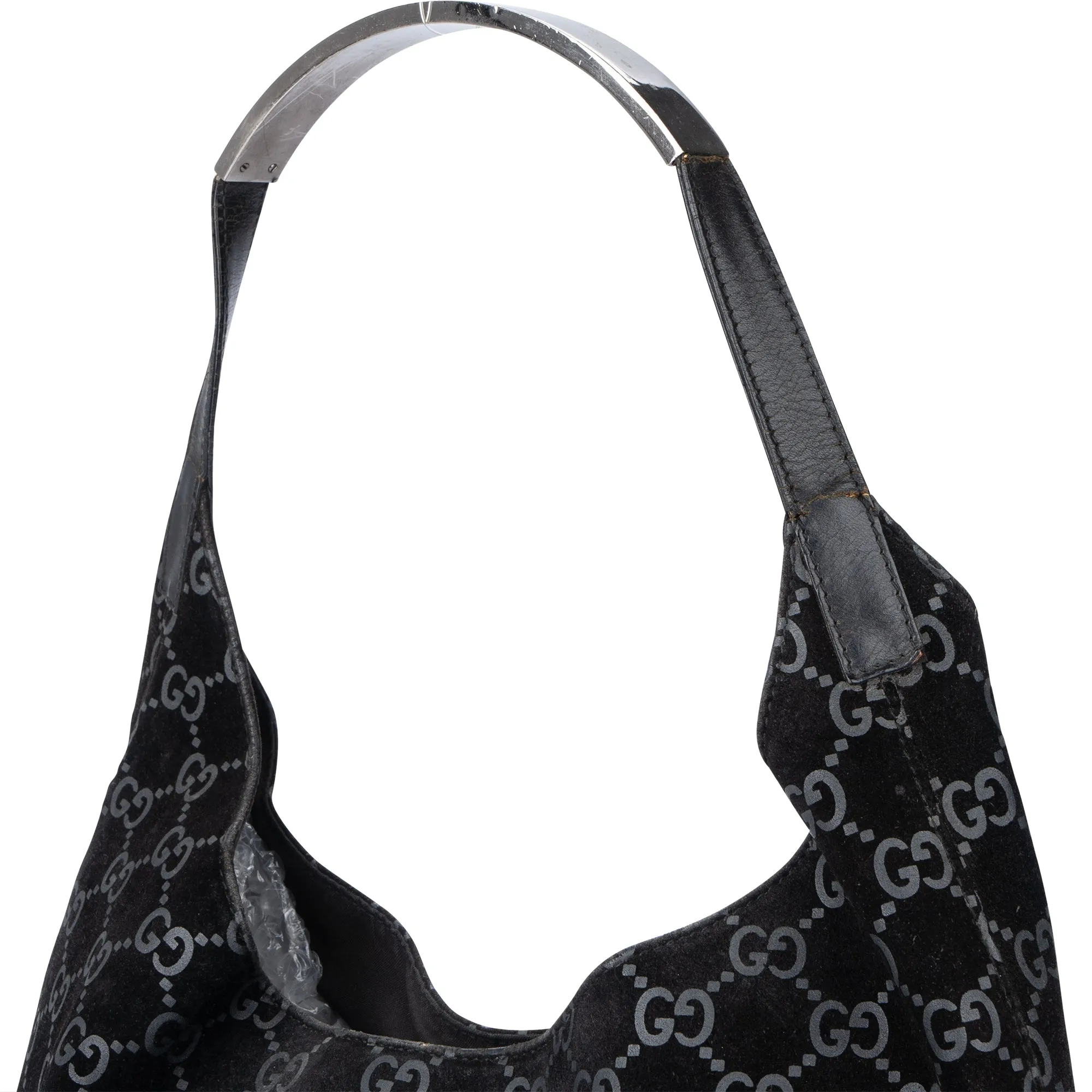 Gucci GG Suede Monogram Hobo Bag