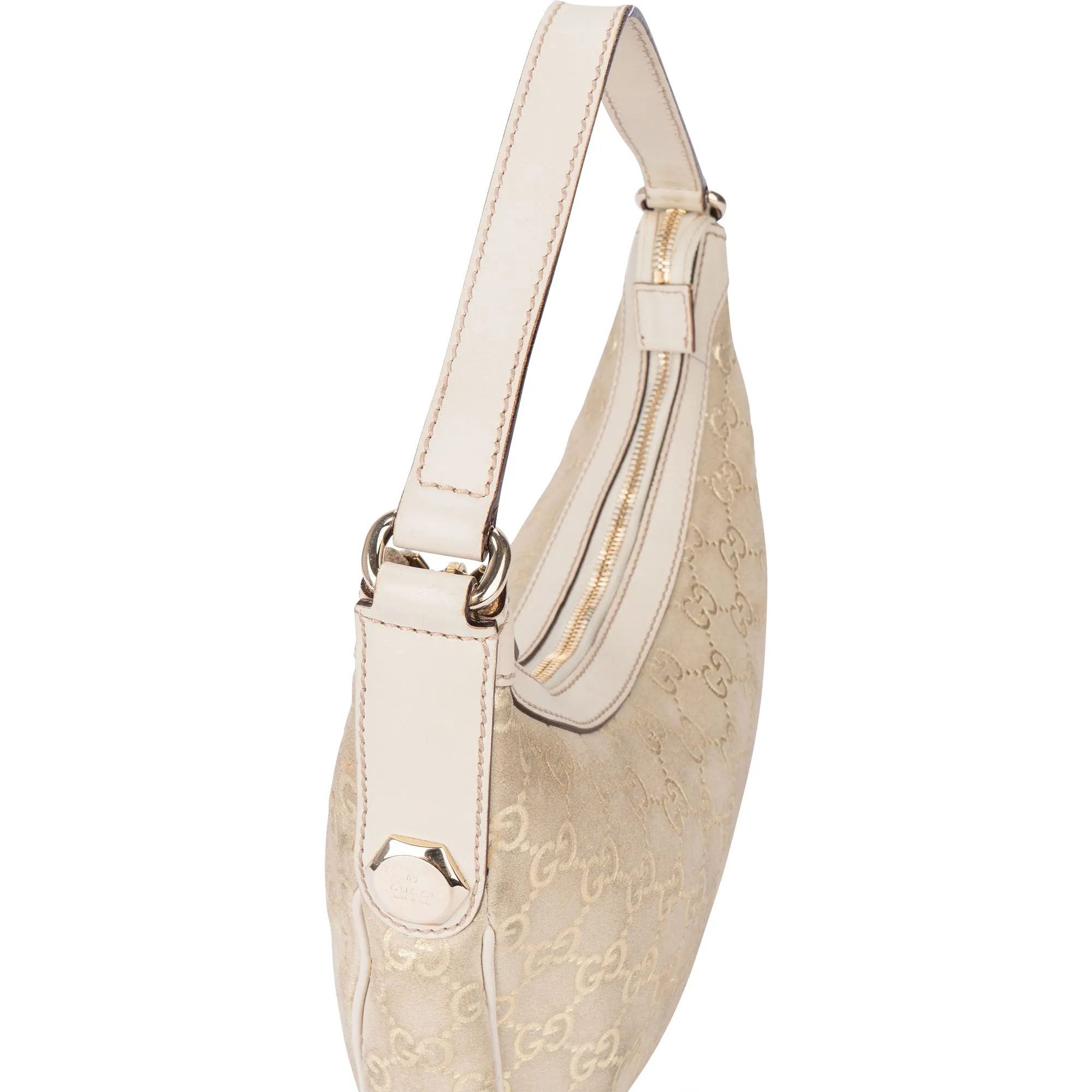 Gucci Suede Golden GG Monogram Handbag