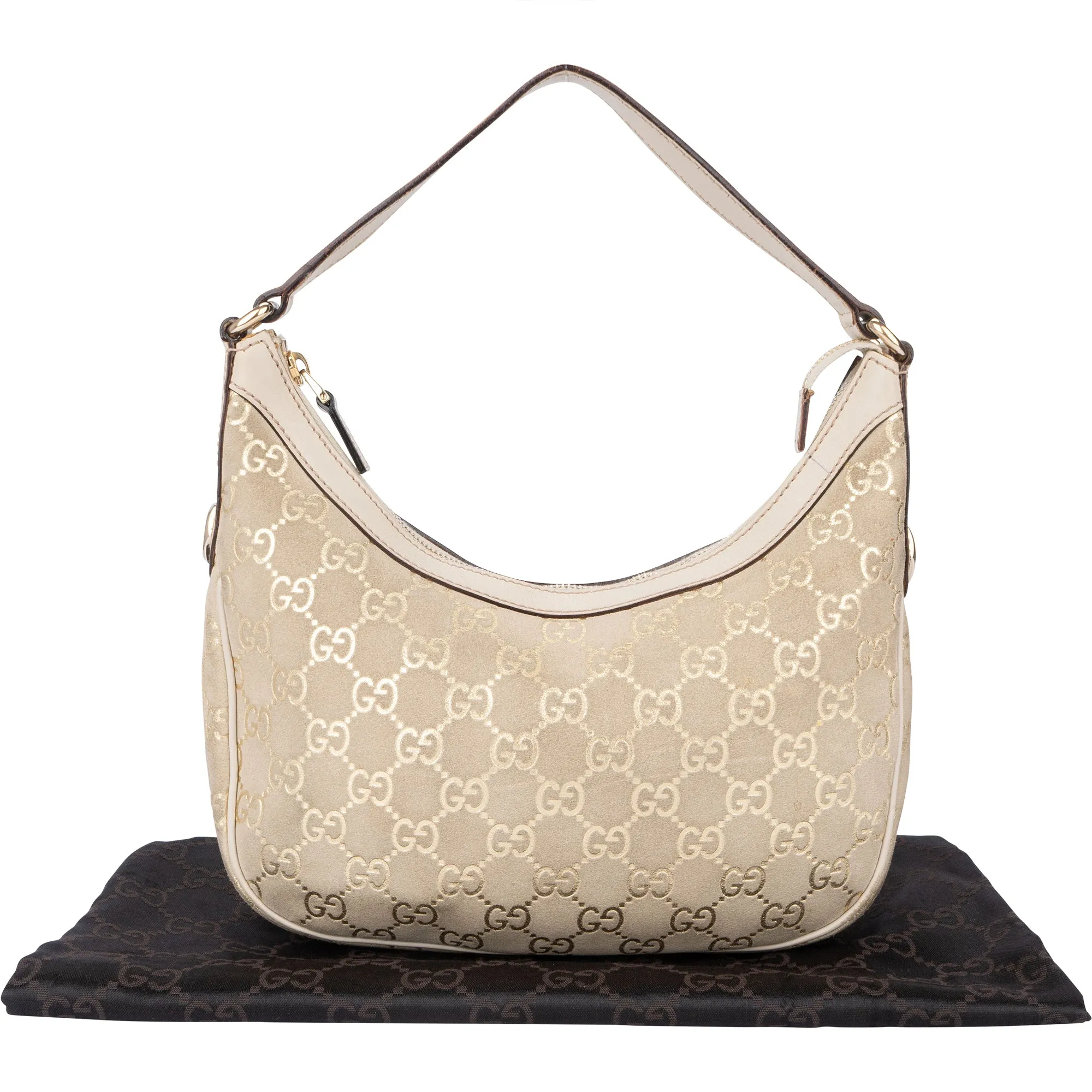 Gucci Suede Golden GG Monogram Handbag