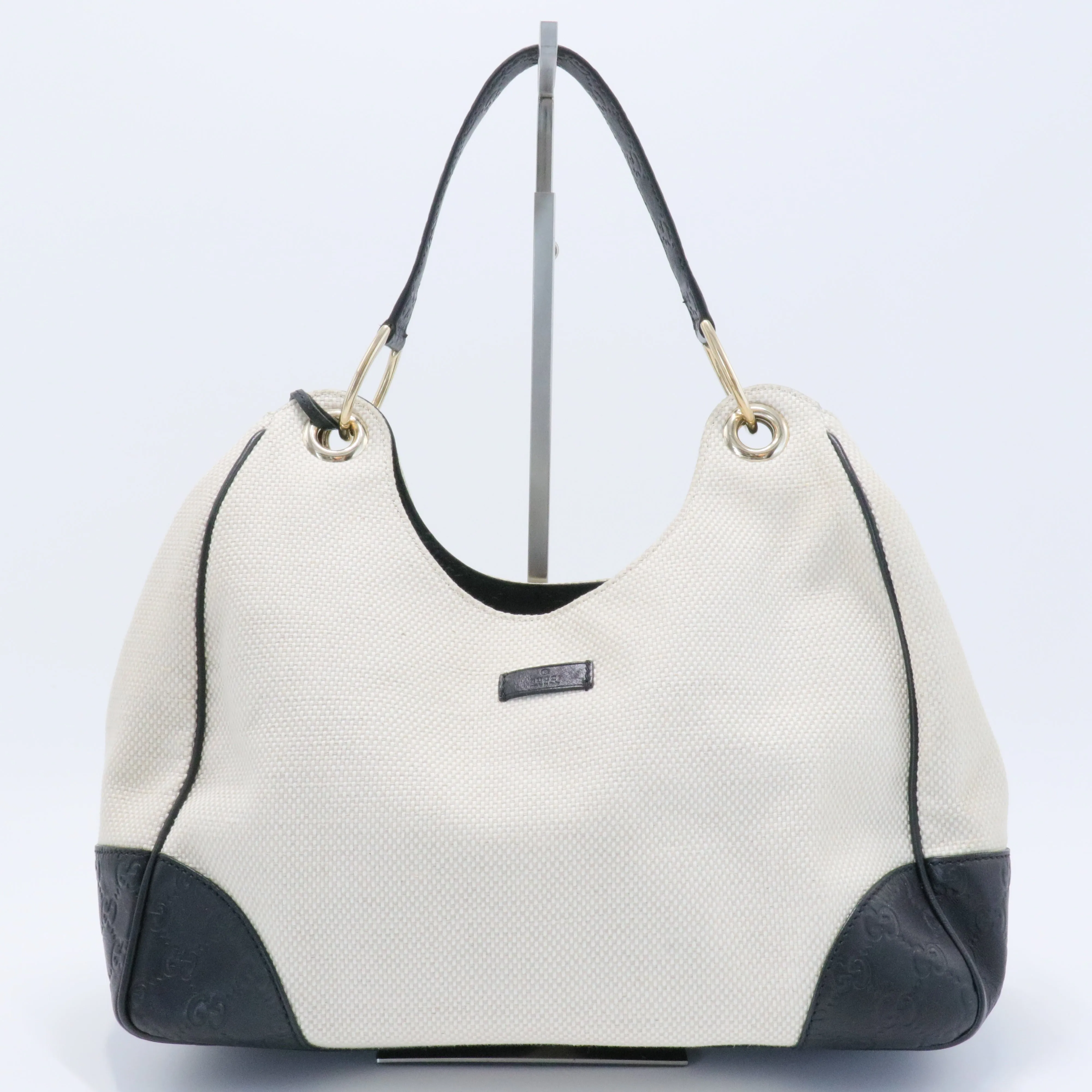 Guccissima -Trimmed Canvas Colbert Wooden Handle Shoulder Bag