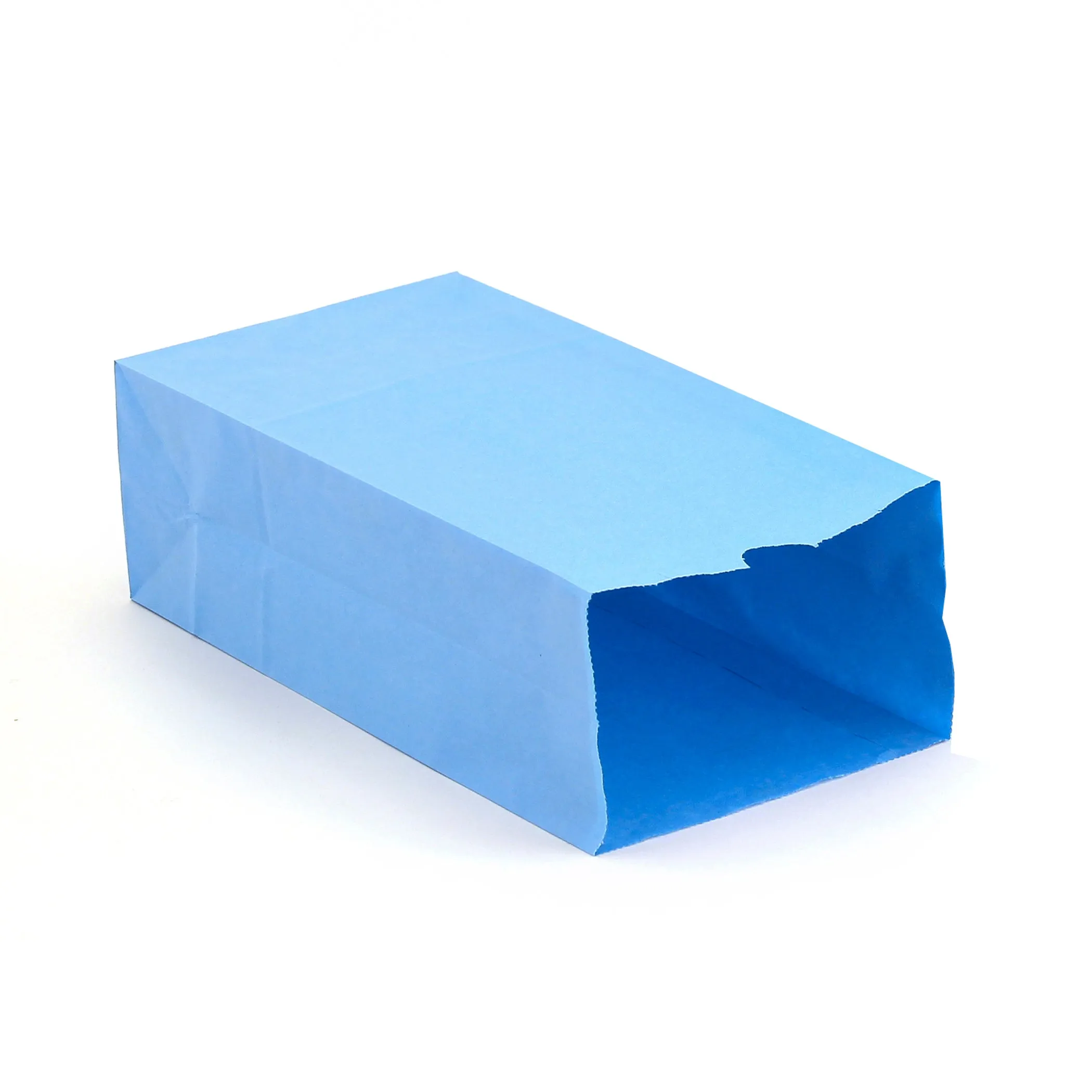 Gusseted Paper Bags, #6 (6" x 3.5" x 11"), Blue, Pack of 50