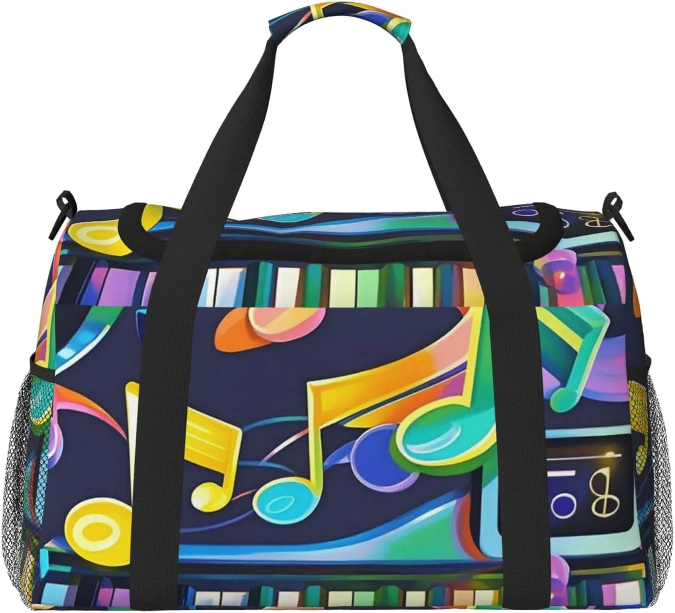 Gym Bag Colorful Piano Keyboard Music Note Duffel Bag for Men Women Travel Overnight Bag with Shoe Compartment Workout Bags