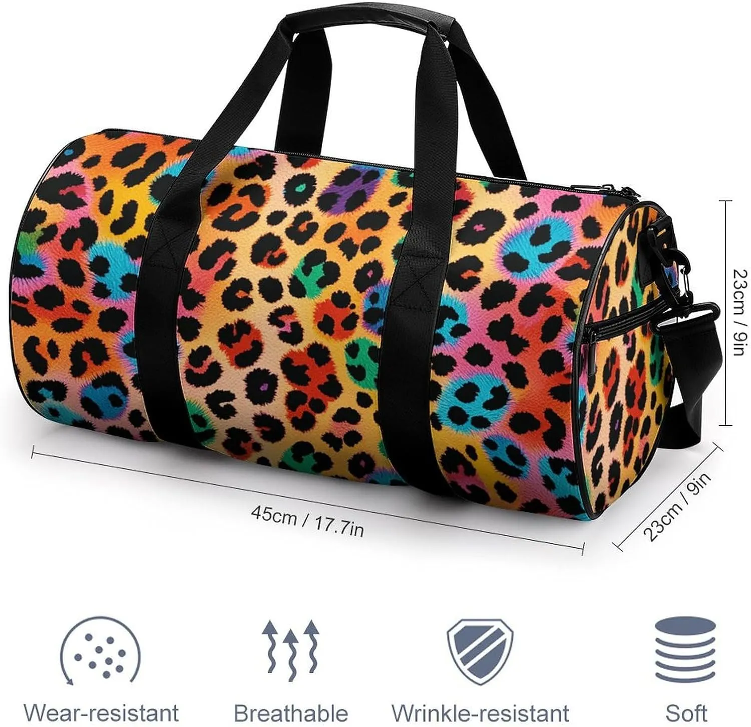 Gym Bag for Men Women Colorful Leopard Duffel Bag Overnight Bag with Compartment Gym Sackpac