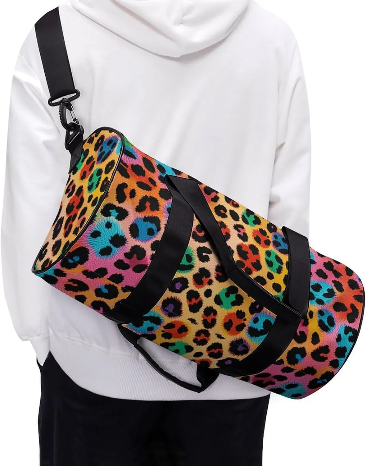Gym Bag for Men Women Colorful Leopard Duffel Bag Overnight Bag with Compartment Gym Sackpac