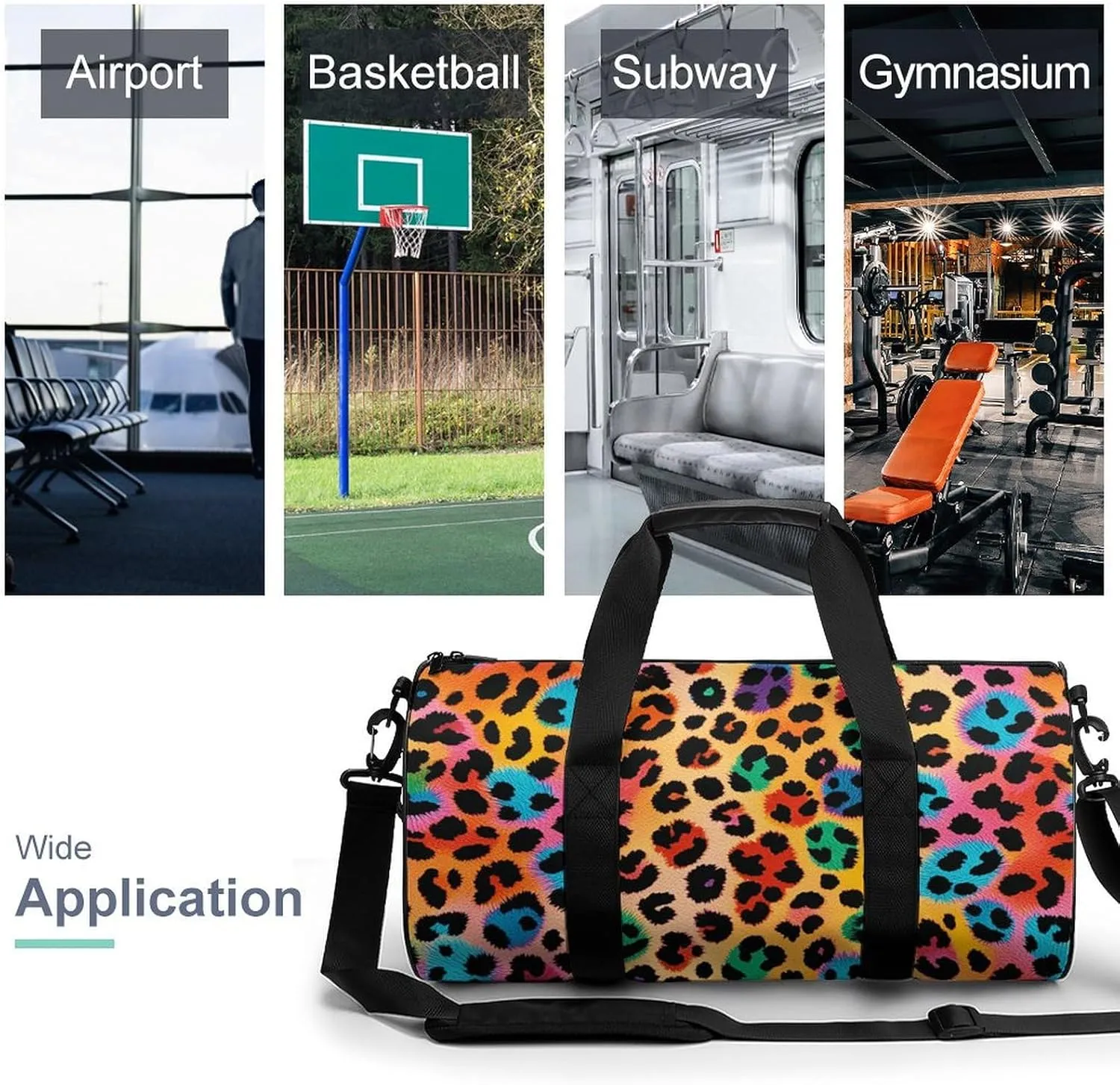 Gym Bag for Men Women Colorful Leopard Duffel Bag Overnight Bag with Compartment Gym Sackpac