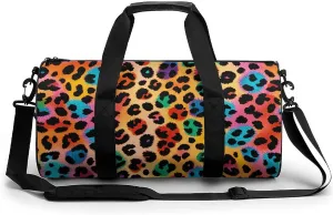 Gym Bag for Men Women Colorful Leopard Duffel Bag Overnight Bag with Compartment Gym Sackpac