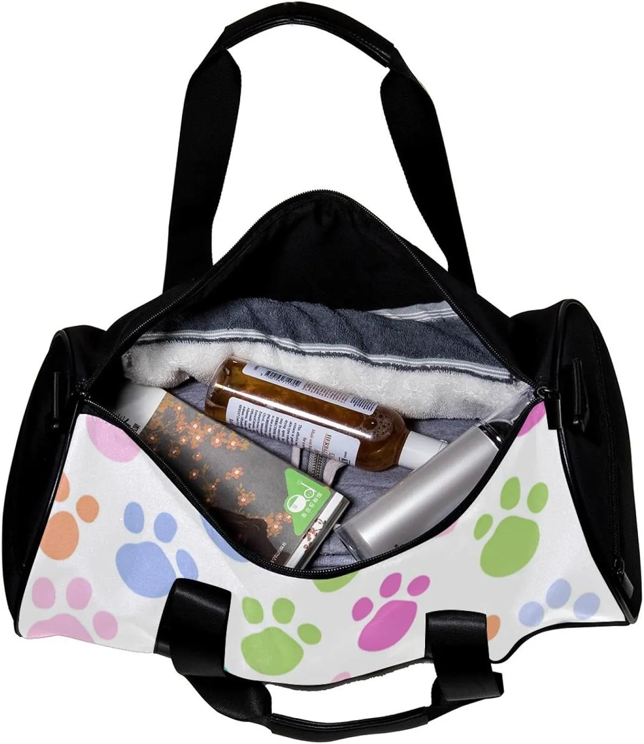 Gym Bags for Men,Travel Duffel Bags for Women,Colorful Dog Footprints Cartoon,Workout Bag