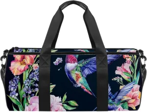 Gym Bags for Men,Travel Duffel Bags for Women,Colorful Hummingbird Flower,Workout Bag
