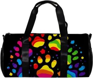 Gym Bags for Women,Duffle Bag for Travel,Colorful Dog Paw Print,Gym Bag for Men
