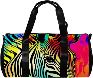 Gym Bags for Women,Duffle Bag for Travel,Colorful Zebra Rainbow,Gym Bag for Men