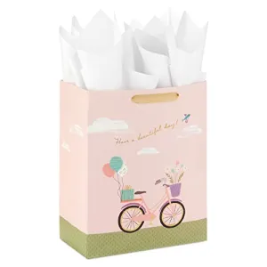 Hallmark 13" Large Mother's Day Gift Bag with Tissue Paper (Have A Beautiful Day Bicycle and Balloons) for Birthdays,Bridal Showers and More