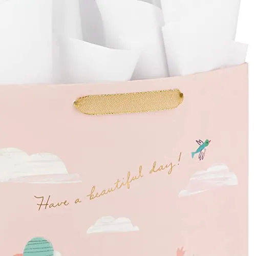 Hallmark 13" Large Mother's Day Gift Bag with Tissue Paper (Have A Beautiful Day Bicycle and Balloons) for Birthdays,Bridal Showers and More