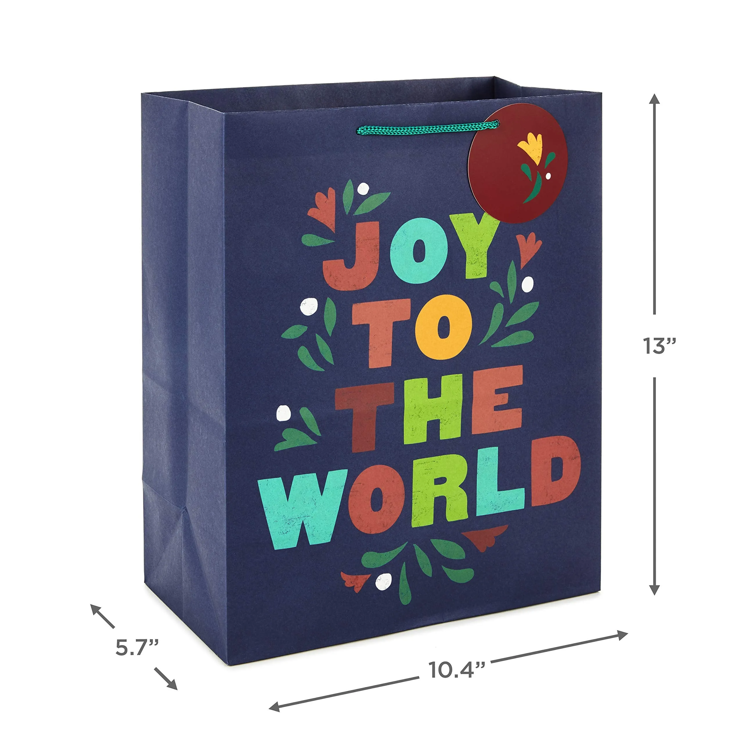Hallmark Holiday Gift Bag Bundle (4 Large 13" Gift Bags, 2 Designs in Navy Blue, Dark Red, Orange, Green) Joy to the World, Peace Dove for Christmas, Hanukkah, Kwanzaa, Three Kings Day