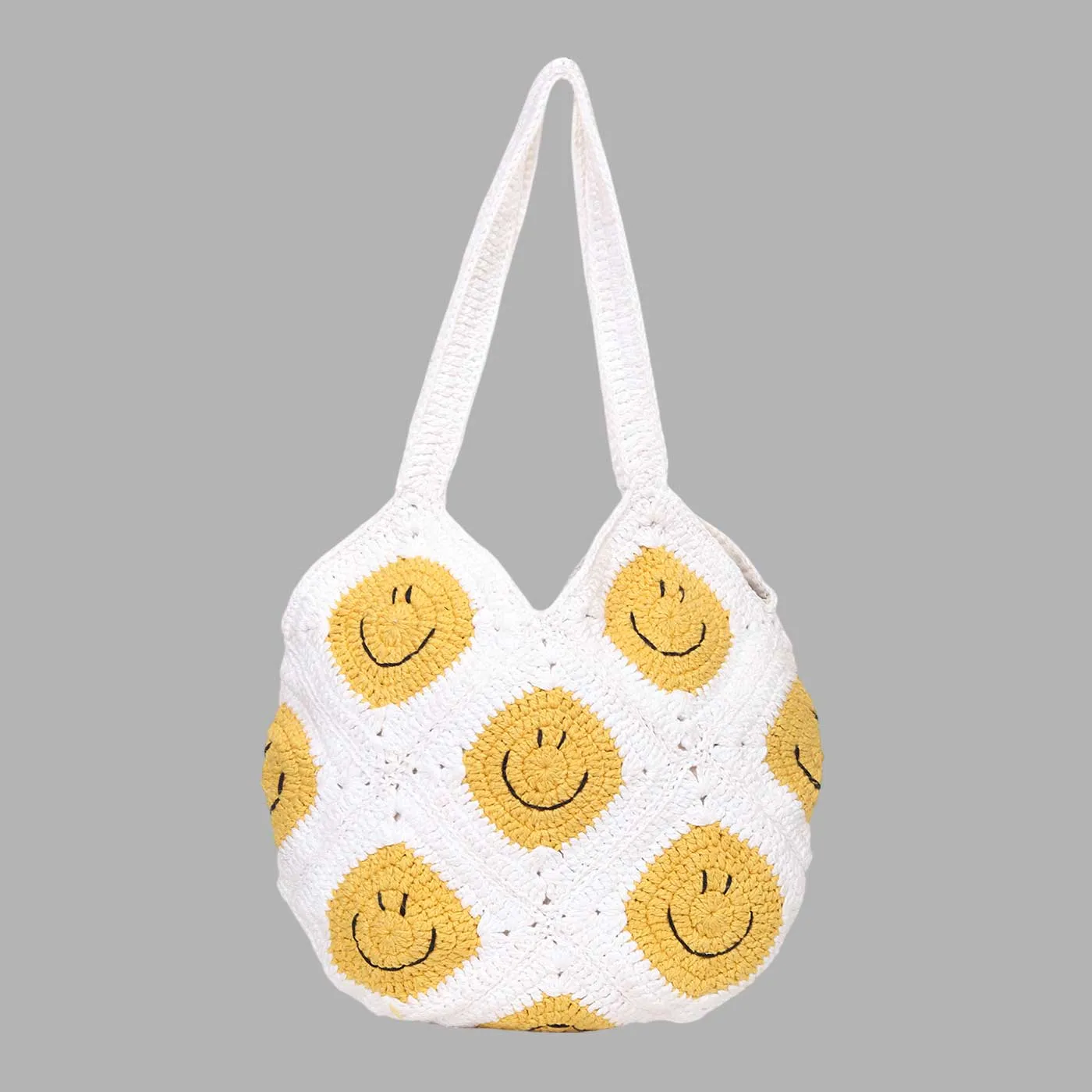 Handmade Crochet Keep Smiling Tote Bag