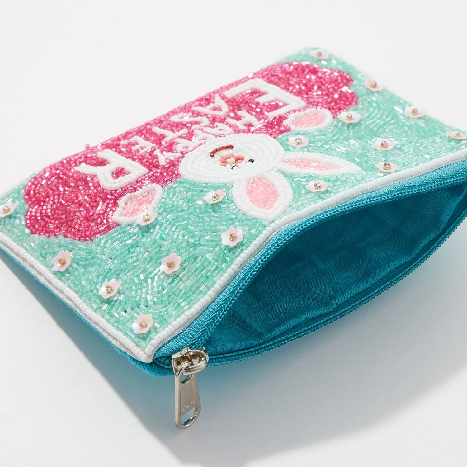 Happy Bunny Happy Easter Seed Bead Coin Pouch