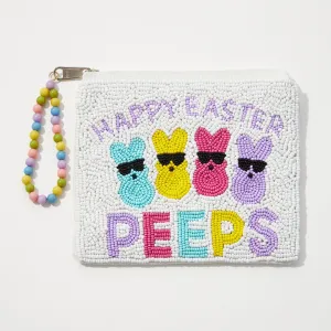 Happy Easter Peeps Seed Bead Coin Pouch