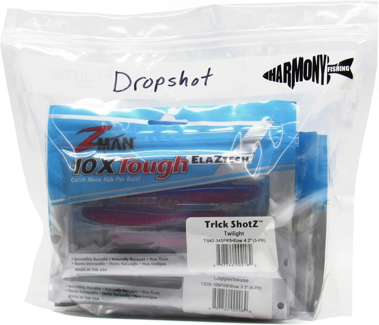 Harmony Fishing Bait Bags (10 Pack) - Durable Clear Storage Bag Organizers for Soft Plastic Baits, Lures, Tackle, and Fishing Accessories