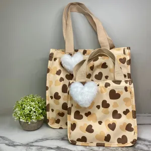 Heart Tote Bag - Brown   Tan