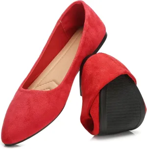 HEAWISH Women’s Black Flats Shoes Comfortable Suede Pointed Toe Slip On Casual Ballet Flats Dress Shoes Nude Flats