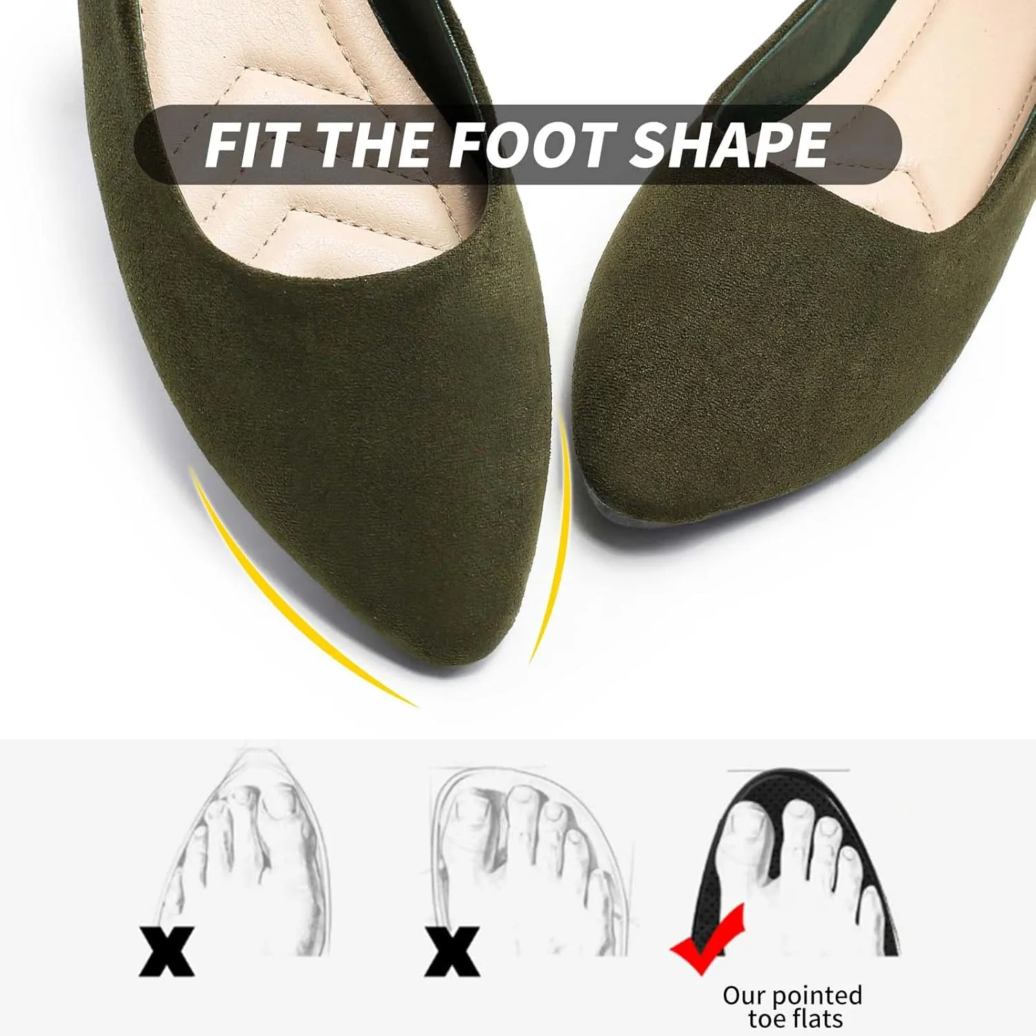 HEAWISH Women’s Black Flats Shoes Comfortable Suede Pointed Toe Slip On Casual Ballet Flats Dress Shoes Nude Flats