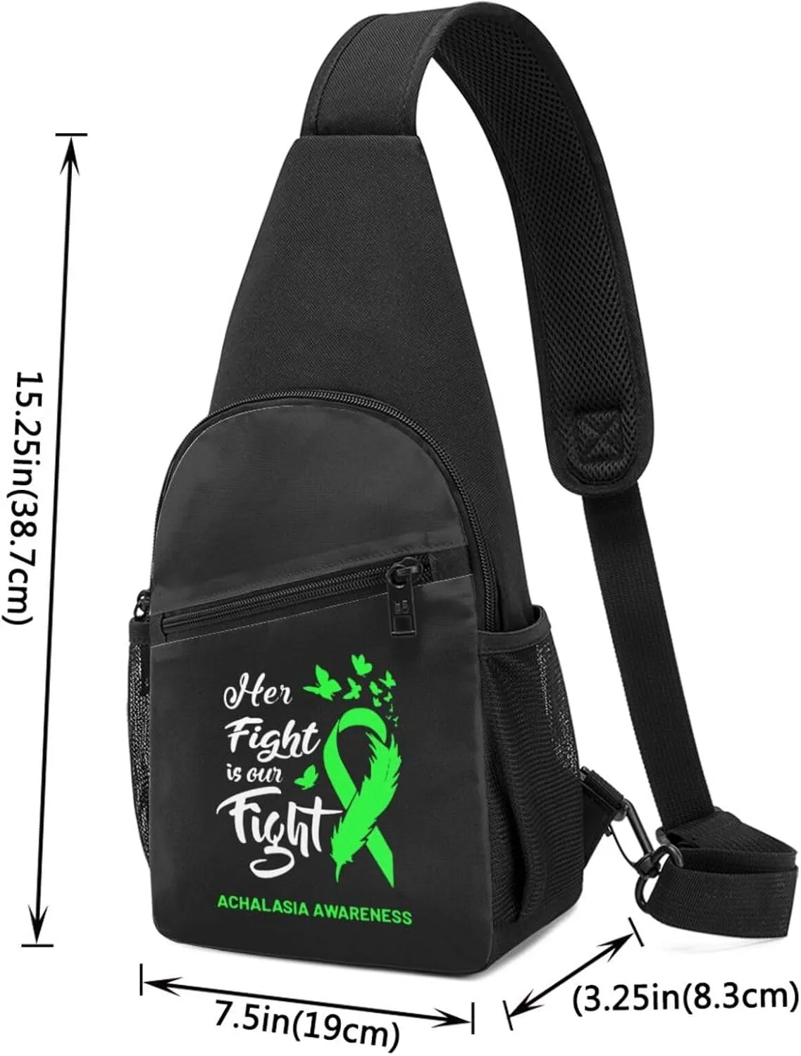 Her Fight is Our Fight Achalasia Awareness Chest Pack Leisure Shoulder Crossbody Chest Bag