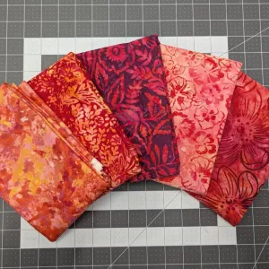 High Quality Red & Orange Batik Quilters Cotton Fabric Bundle – 5 Yards Total