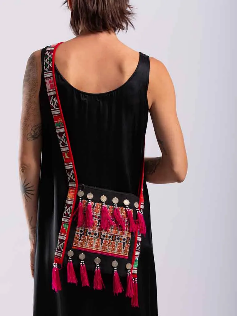 Hilltribe bag with coins and embroidery